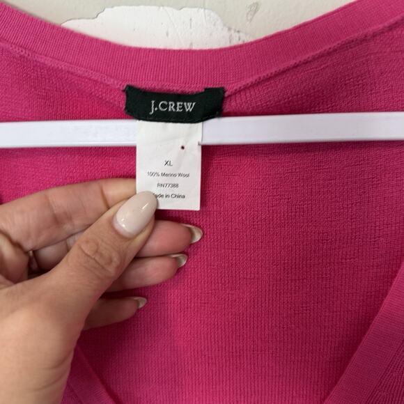 J. Crew Barbie Pink 100% Merino Wool Cardigan Sweater Size XL 2365 - Picture 8 of 8